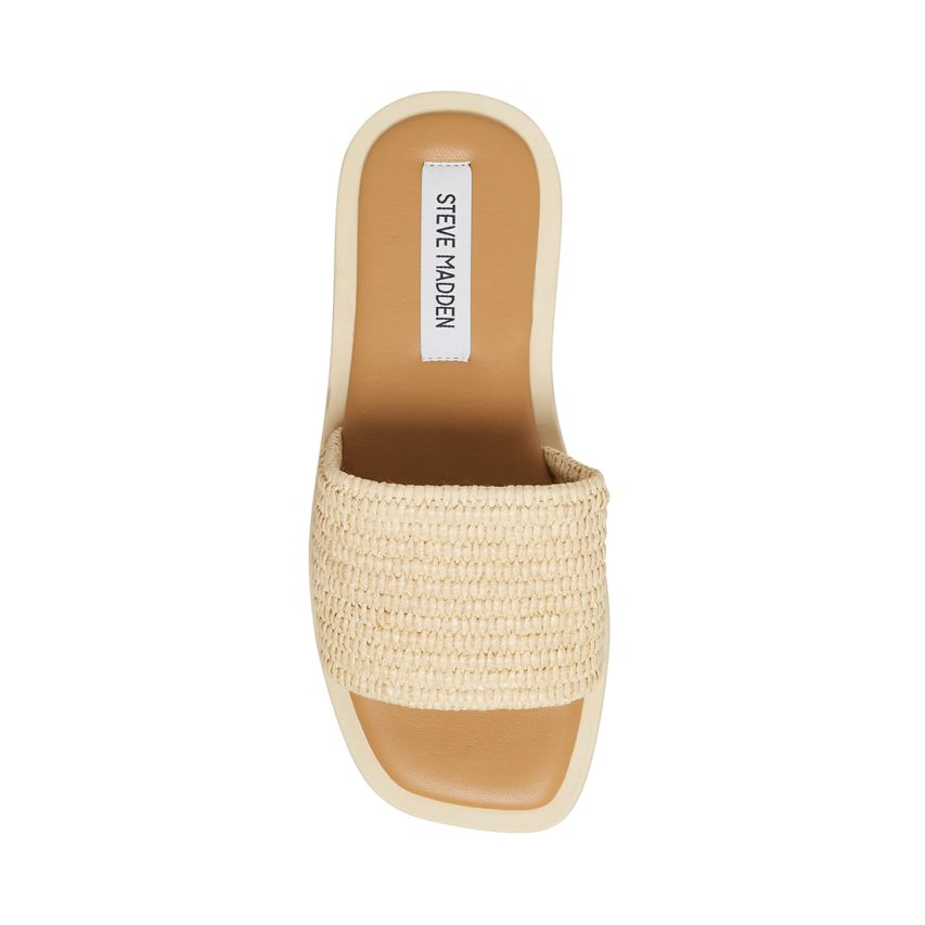 Beige Steve Madden Leigh Natural Women's Slides | PH 2059ICX